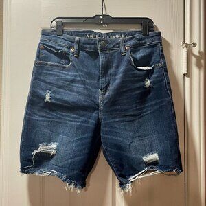 American Eagle Men's Distressed Blue Denim Shorts 34